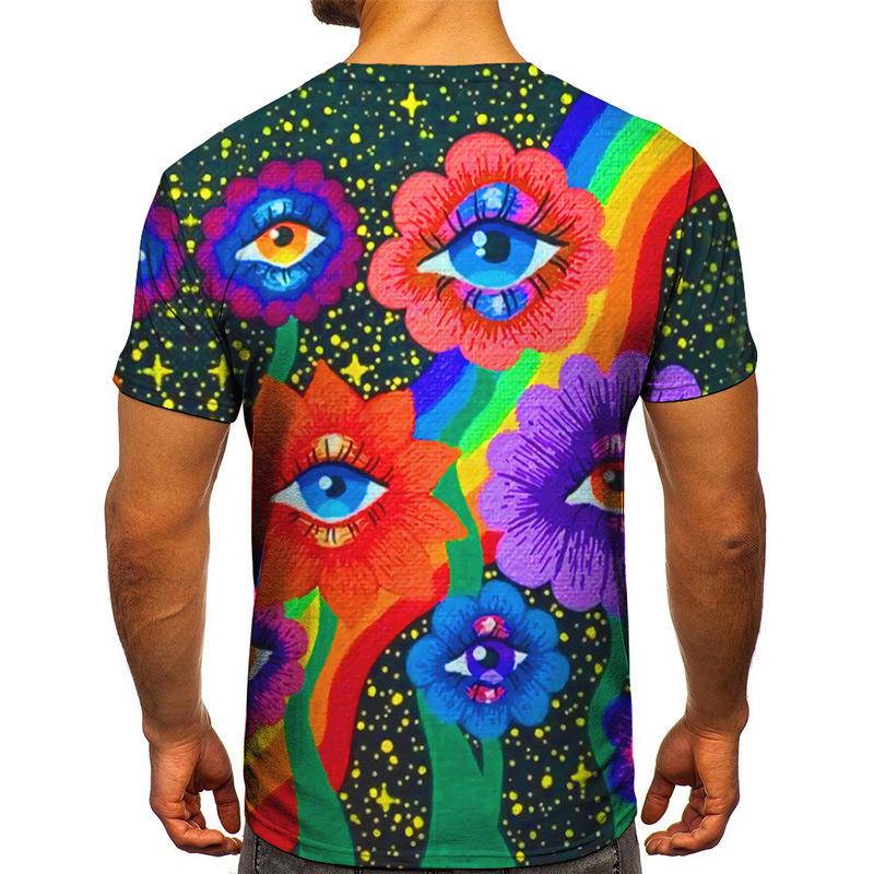 Summer New 3D Digital Printed Eye Series Men's Short Sleeved T-shirt