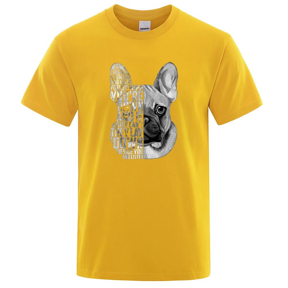 French Bulldog Quote Printed Male Tops Personality Fashion Streetwear Cool Short Sleeve Oversize O-Neck Mens T Shirts 71794