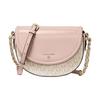 Mk Jet Set Charm Monograma Clássico Color Block Couro Bolsa Sela Média Feminina de Ombro Baunilha-Branco Rosa-Nude 32T0GT9C6B-173