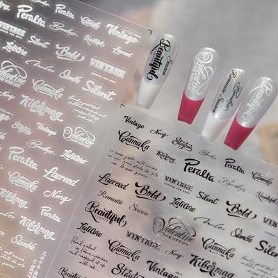 Artistic Font Nail Art Stickers Black White Manicure Decals New Nail Decoration Manicure Tool