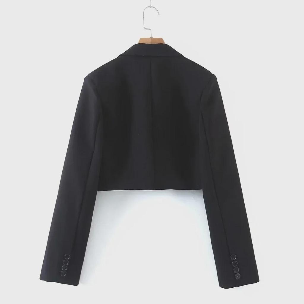 Trendy Spring & Autumn Women's Short-Sleeve Suit Jacket + High-Waist Pocket Skirt