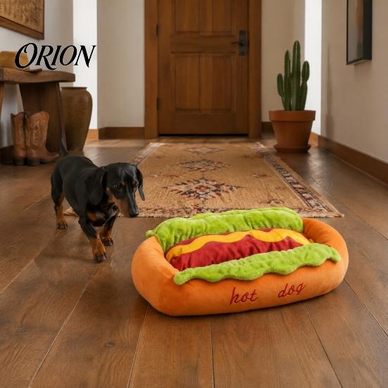 Non Slip Dog Bed for Tile Floors Hot Bed, Cute Cozy Snuggle Removable Washable Pad, Funny Soft Corduroy Pet Nest Bun Plush Small Dogs Cats Sofa Cover