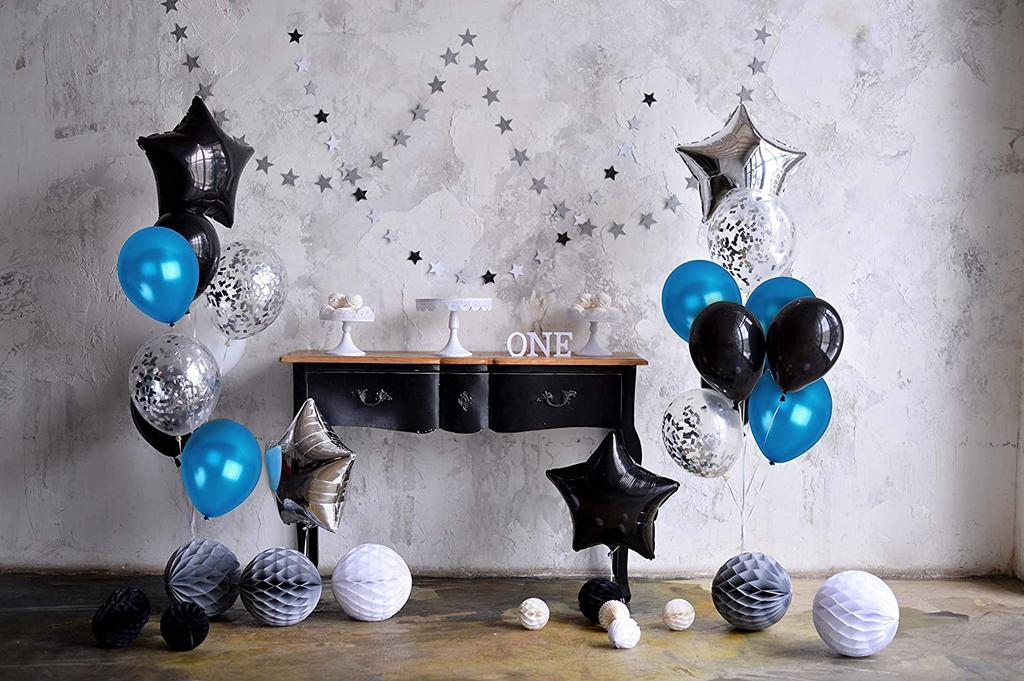 Partyda Blue Confetti Balloons 70 Eco-friendly Natural Rubber Party Decorations Birthdays Celebrations Festivals Events Graduation Grand Opening