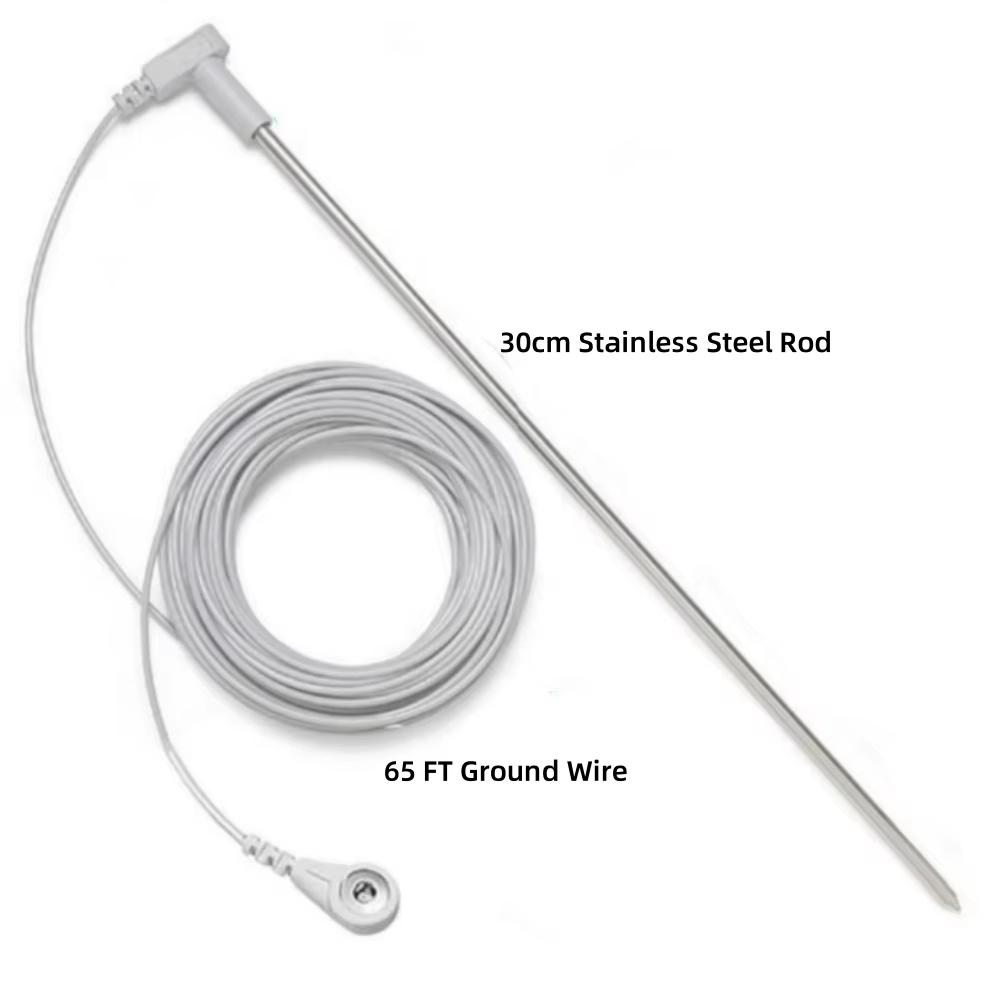 

Заземлюючий стрижень з нержавіючої сталі з 65-футовим заземлюючим дротом Заземлююча пластина Продукт Для внутрішнього та зовнішнього використання Універсальний комплект Зменшує запалення 1pcs