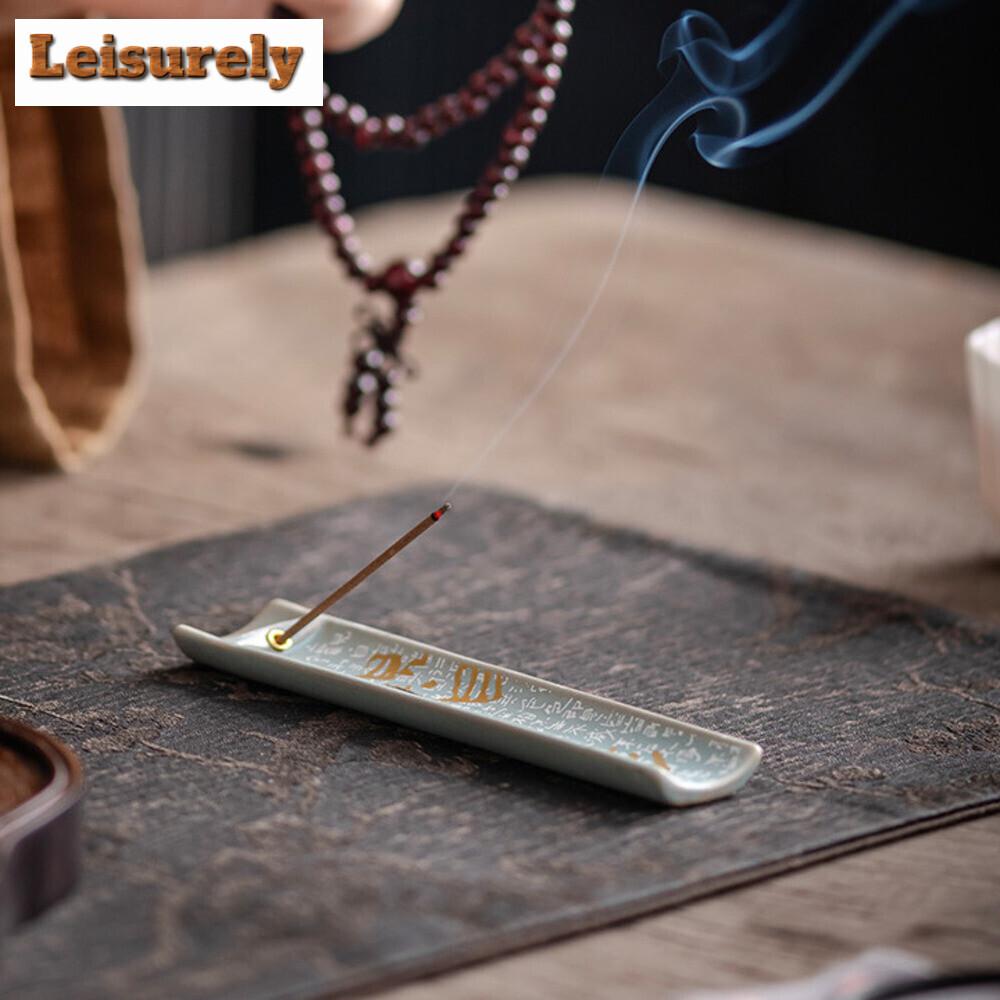 Chinese Style Guanzi Text Incense Holder Ancient Wire Incense Burner Ceramic Incense Vessel  Accessories Decorative Ornaments