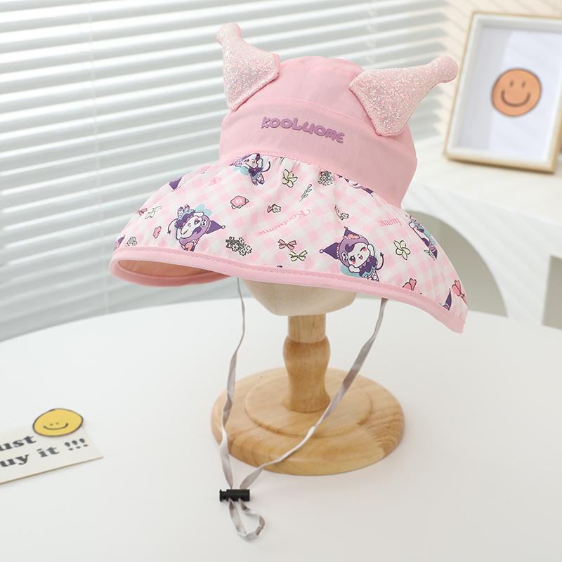 

Детская шляпа Милая шляпа с большими полями Летняя шляпа от солнца с открытым верхом для мальчиков и девочек Милая детская шляпа от солнца Куроми (50-54cm)