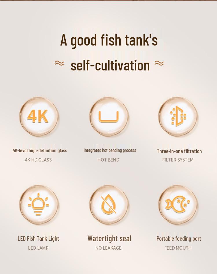 Acvariu dreptunghiular de birou 2024 - Ecologic, Schimb ușor de apă, Perfect pentru living și peștișori aurii mici