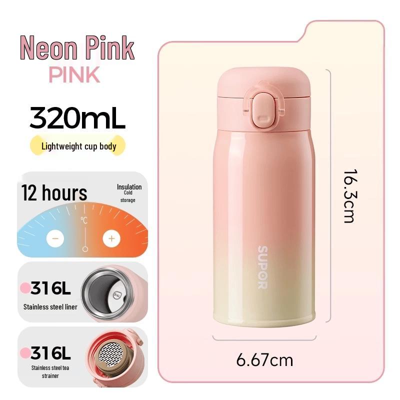 Supor One-Touch Flip-Lid Insulated Mug