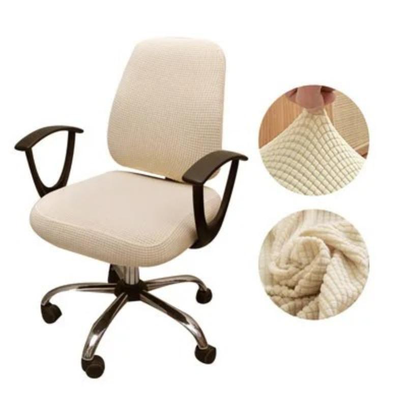 

New 2Pcs/Set High Elastic Plaid Velvet Office Chair Covers Thicken Computer Spandex Split Seat Cover Armchair Cover Home Textile 1 set (2pcs) бежевий