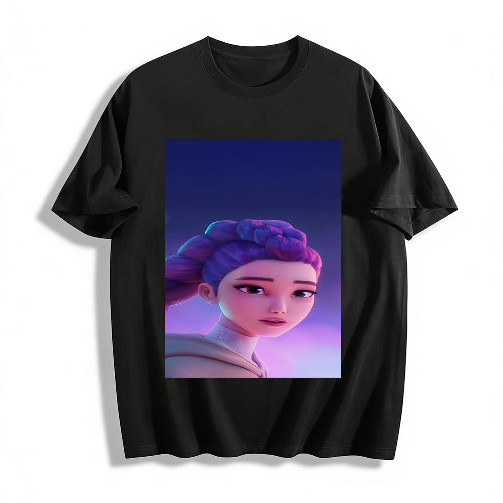 

Cool Purple Braided Anime Girl Print Hoodie Unisex Casual Streetwear Trendy Versatile Top Pure cotton T-shirt XXS