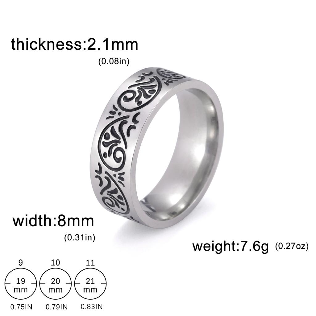 Stainless Steel Ring for Men Women 8MM Wide Geometric Casual Finger Rings Jewelry Wedding Gift for Lover