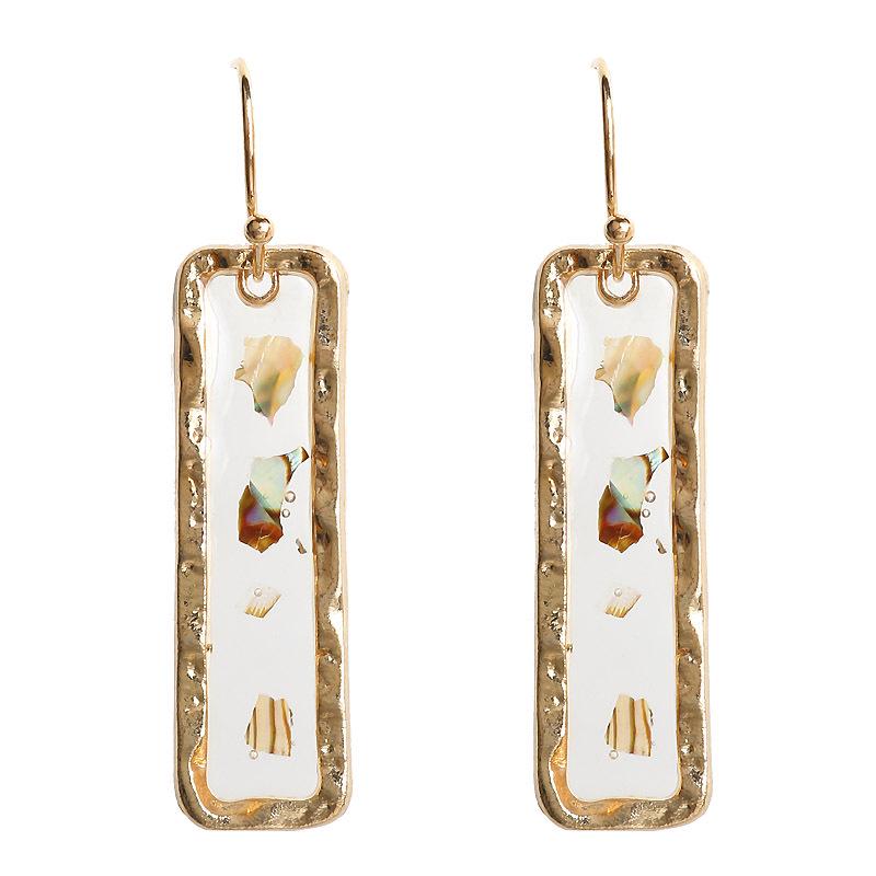 Rectangle Shell Earrings Black Lip Shell Earrings Black Lip Shell Rectangle Pendant Earrings Inlaid Black Lip Shell Earrings
