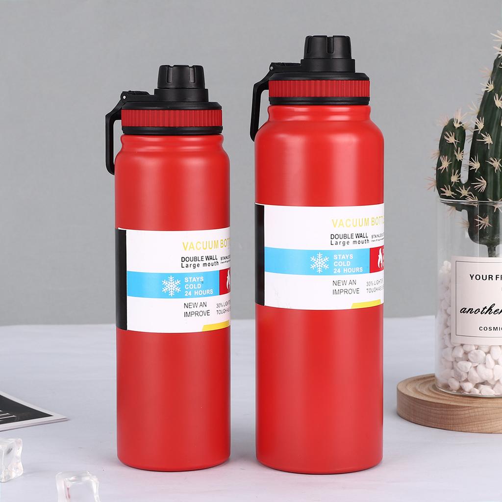 Nová dvouvstvá nerezová ocel odolná proti pádu přenosná venkovní fitness opasek rukojeť sportovní rovná láhev na pití velkokapacitní konvice