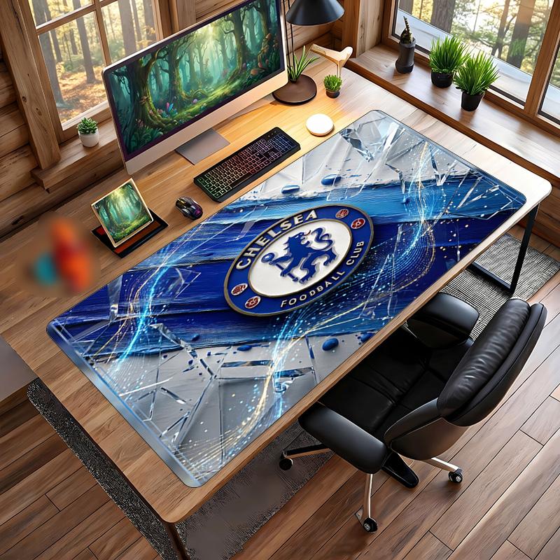 Tappetino per Mouse Grande Stampato Chelsea FC, Tappetino da Scrivania Gaming Morbido in Gomma Antiscivolo per Decorazione Ufficio Laptop Computer