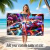 Neon Abstract Theme Beach Towel Personalized Custom Name & Text Soft Quick Dry Beach Towel for Swimming Travel