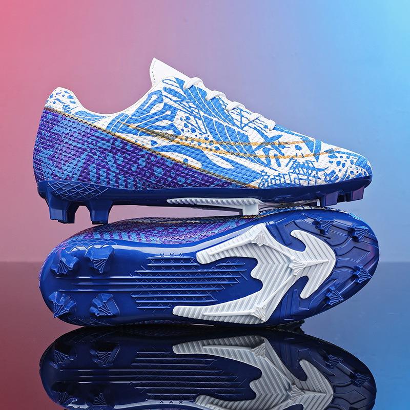 Football shoes men's and women's low-top blue and white porcelain broken nails Youth professional training sneakers Children's large-size sneakers