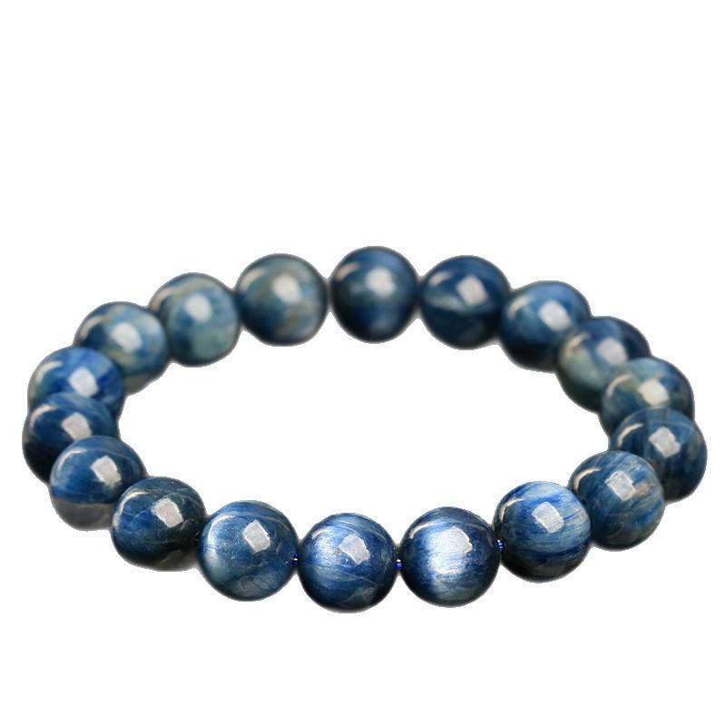 Hongchu Crystal Natural Old Mine Light Blue Kyanite Cat's Eye Bracelet Two-tone Symbiotic Blue Crystal Bead Bracelet
