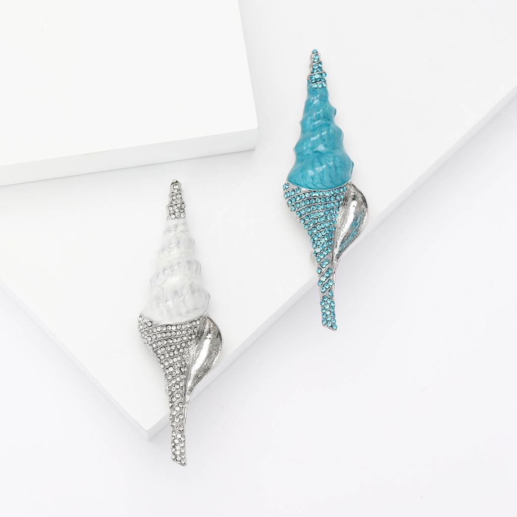 Creative Enamel Rhinestone Pointed Conch Brooch Fashionable Small Fresh Women'S Suit Cardigan Corsage Jewelry Pin