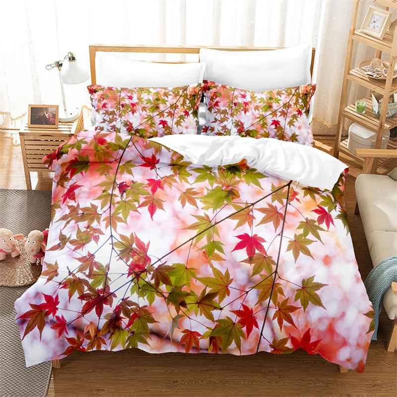 Colorful Leaves Bedding Sets Plants Duvet Cover Boys Girls Duvet Cover Set King Quilt Cover Bedroom Bed Set Queen Bedding Set