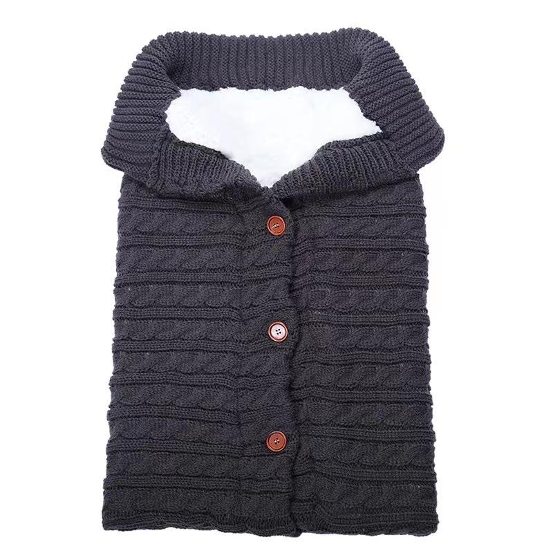 Cozy Autumn & Winter Baby Stroller Sleeping Bag - Wool Knit, Button Design, Plus Velvet, Thick & Warm.