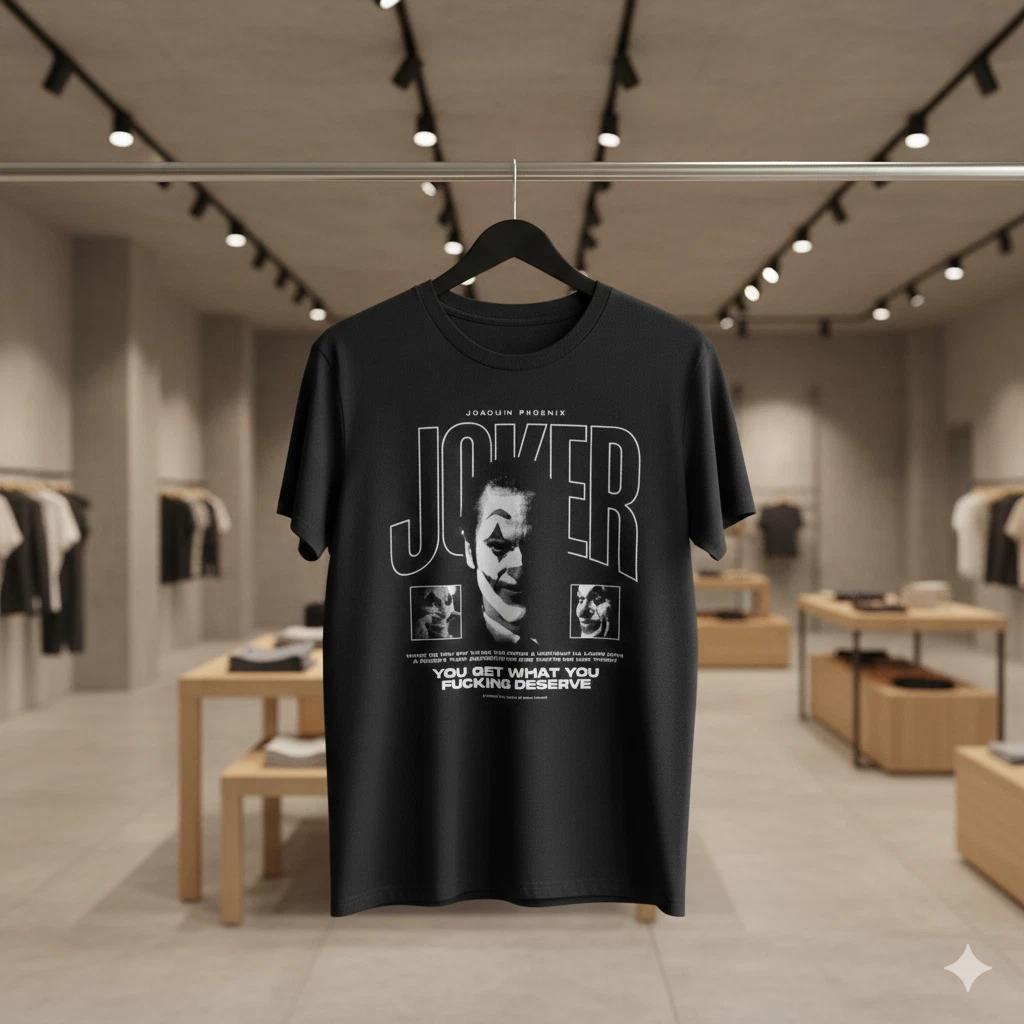 Unisex Adult Casual Movie Joker Joaquin Phoenix Movie Graphic T-Shi... L
