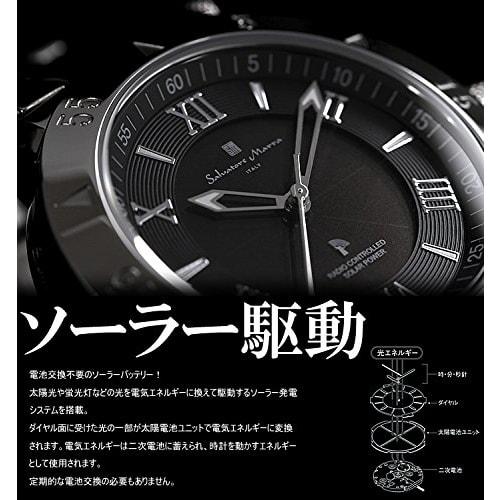 Salvatore Marra Watch Silver Black Radio Solar Stainless Steel Men's SM18112SS-SSBK