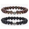 Volcanic Stone & Tiger Eye Lapis Agate Bracelet Set - Fashionable and Simple Style