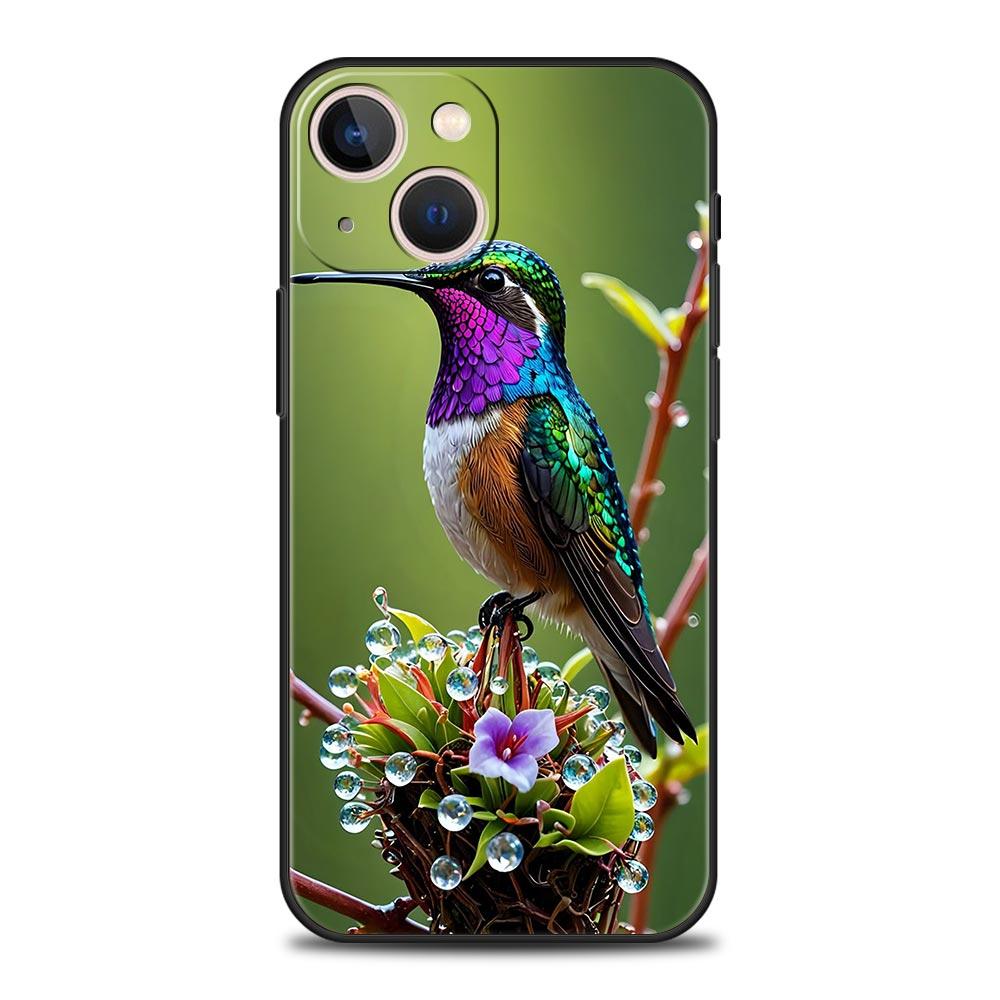 Hummingbird Phone Case For iPhone 17 16 15 Pro Max 11 12 13 14 7 8 Plus SE 2020 X XR XS Cover Soft Black