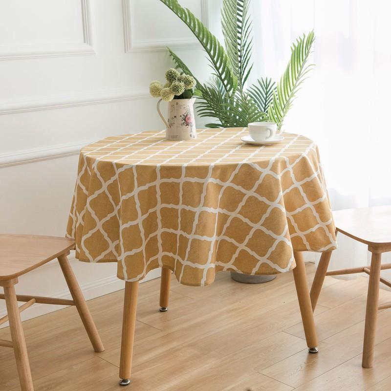 Round Cotton Linen Tablecloth 150cm Modern Minimalist Marble Print Dining Table Cover Kitchen Home Decor