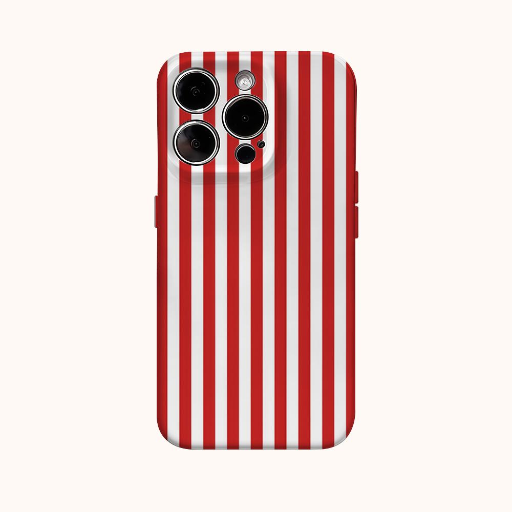 Christmas Stripes Red White Phone Case for IPhone 16 15 14 13 12 11 X XS XR XSMAX 7 8 Pro Max Plus Double-layer Back Cover