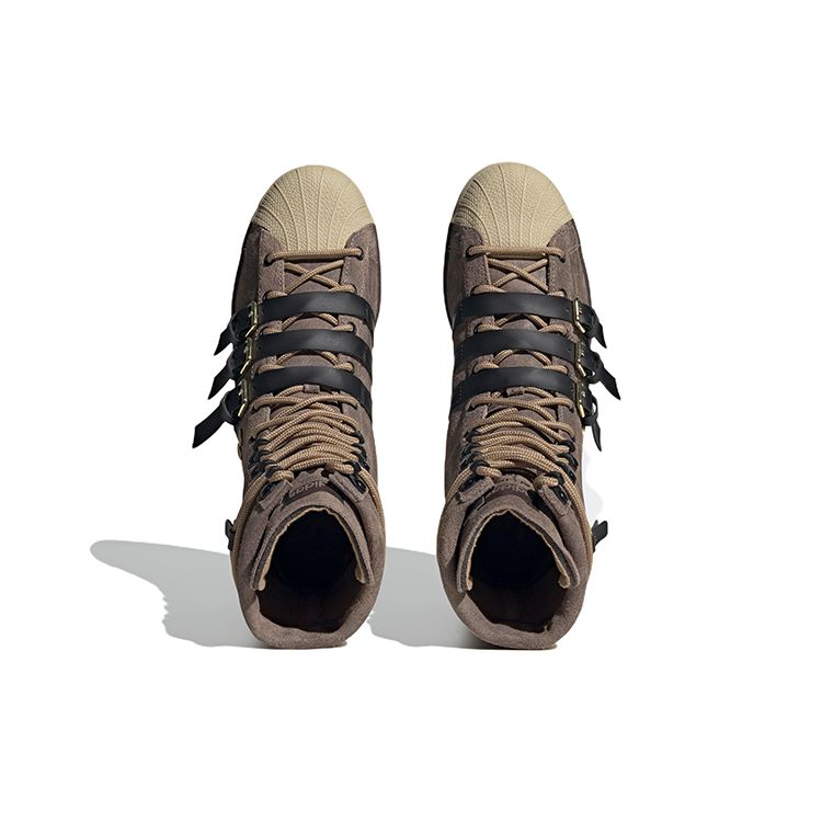 Adidas Originals Melting Sadness X Superstar Series Rabbit Hole Series Classic Shell Toe High Top Sneakers Unisex Sneakers Brown FZ6577