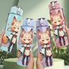 1PC Fox Ear Cute Little Anime Girl 750ml Color Plastic Sports Water Bottle Leakproof Flip Straw Lid Suitable for Sports Office Home Use