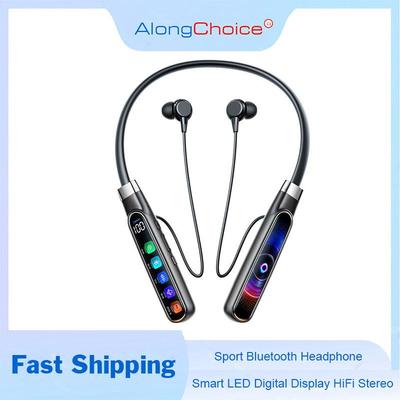Smart Digital Display Sport Bluetooth Headphone HiFi Stereo Music In-Ear Headset Noise Cancel Microphone Earphones