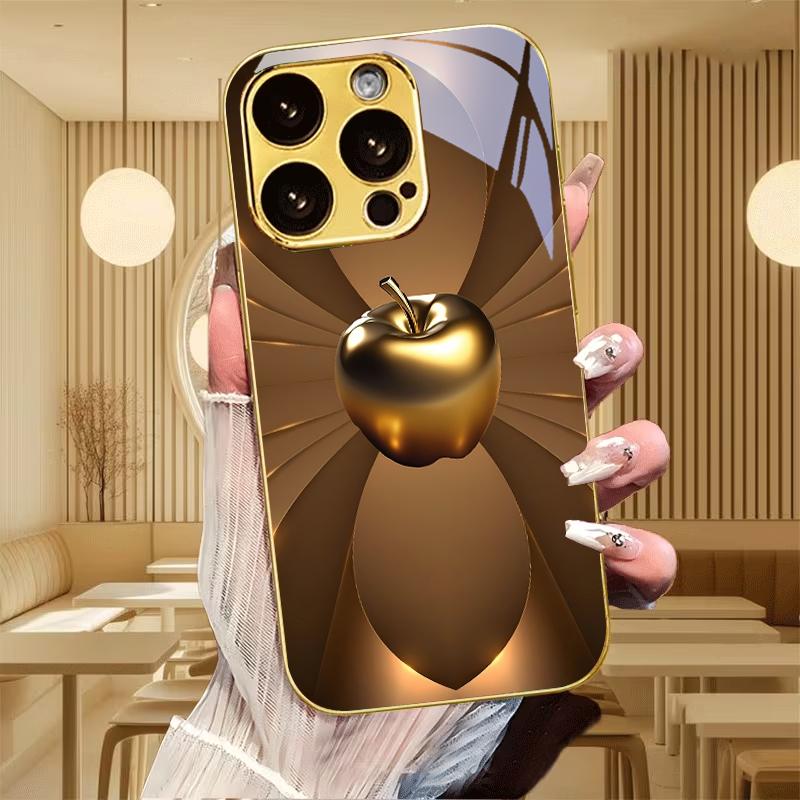 Lucky Flower Petals Electroplated Golden Phone Case For iPhone 14 17 16 15 13 12 11 Pro Max Plus 16E 17Air XR 7 8 XS Back Cover