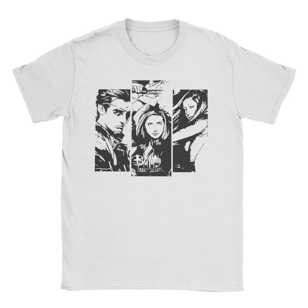 T-shirt Unisexe Femme Buffy Vampire Mashup Métal Slayer Groupe T-shirt Pur Coton Manches Courtes T-shirts Col Rond Vêtements Grande Taille