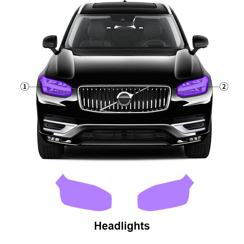 Volvo XC90 TPU Light-Controlled Color-Changing Protective Film: White To Purple/Black