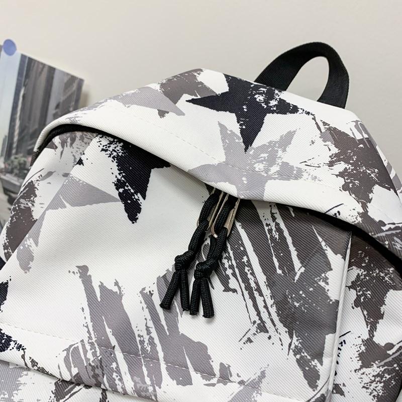 Star Graffiti Print Student Schoolbag Unisex Backpack