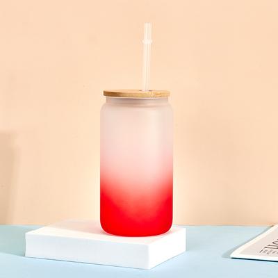 16oz Wasserflaschenverschluss und Strohhalm Glas Bierdose Milch Mokka Tasse Bambus Holzdeckel Haushalt Trinkgefäß Hohes Borosilikatglas Tassen