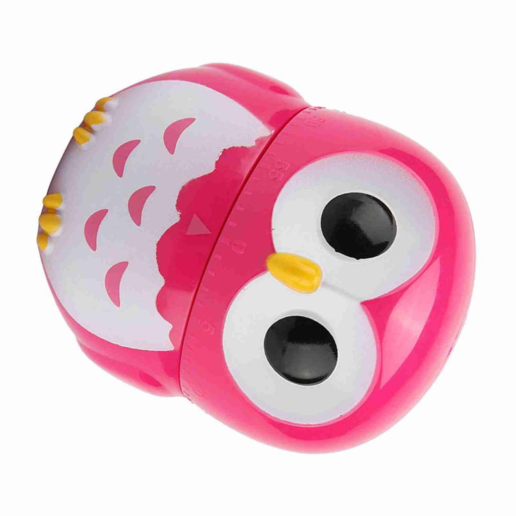 Cute Owl Shape Kitchen Manual Timer Mechanical Home Cooking Counters Clock(Rose)