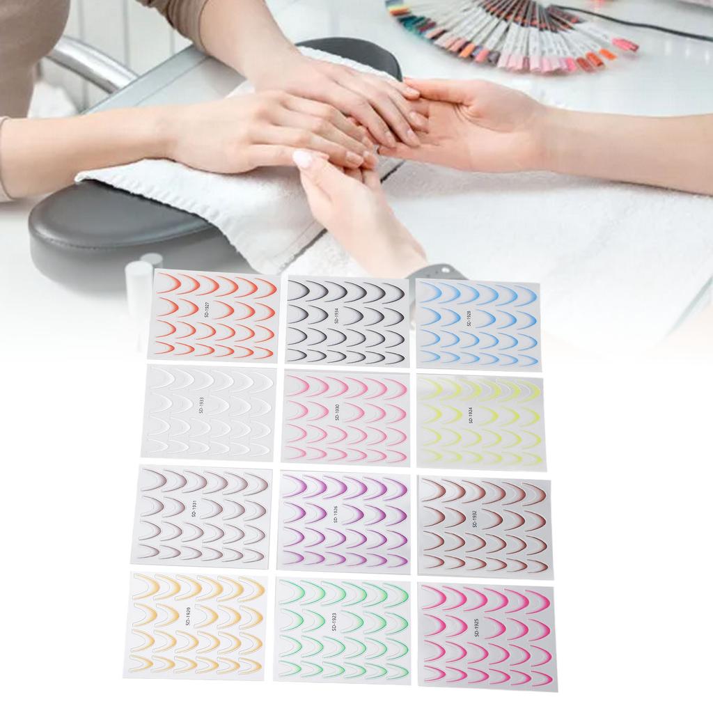 12 Colors Gradient French Line Nail Stickers French Nail Art Decals French Tip Nail Stickers for Man