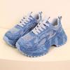 Fashion Fashion Rhinestone Chunky Sneakers Women Blue Denim Thick Sole Lace Up Sports Shoes Woman Plus Size Non Slip Platform Sneakers
