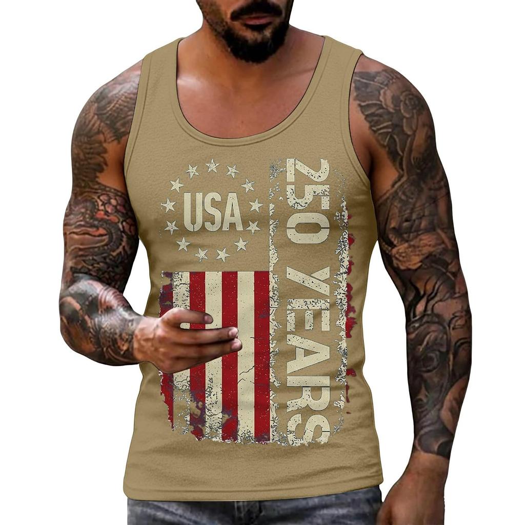 Men 4th Of Shirts USA Muscle Sleeveless Shirt Patriotic Tank Tops