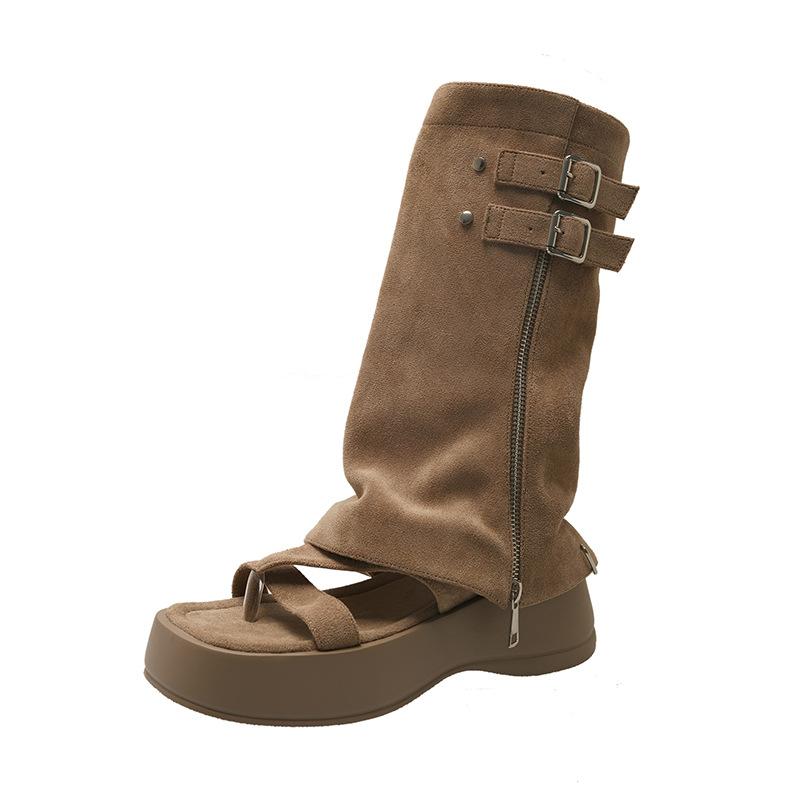 Two wear toe cool boots female summer spice boots heightened platform pants boots pinch sandals summer high boots