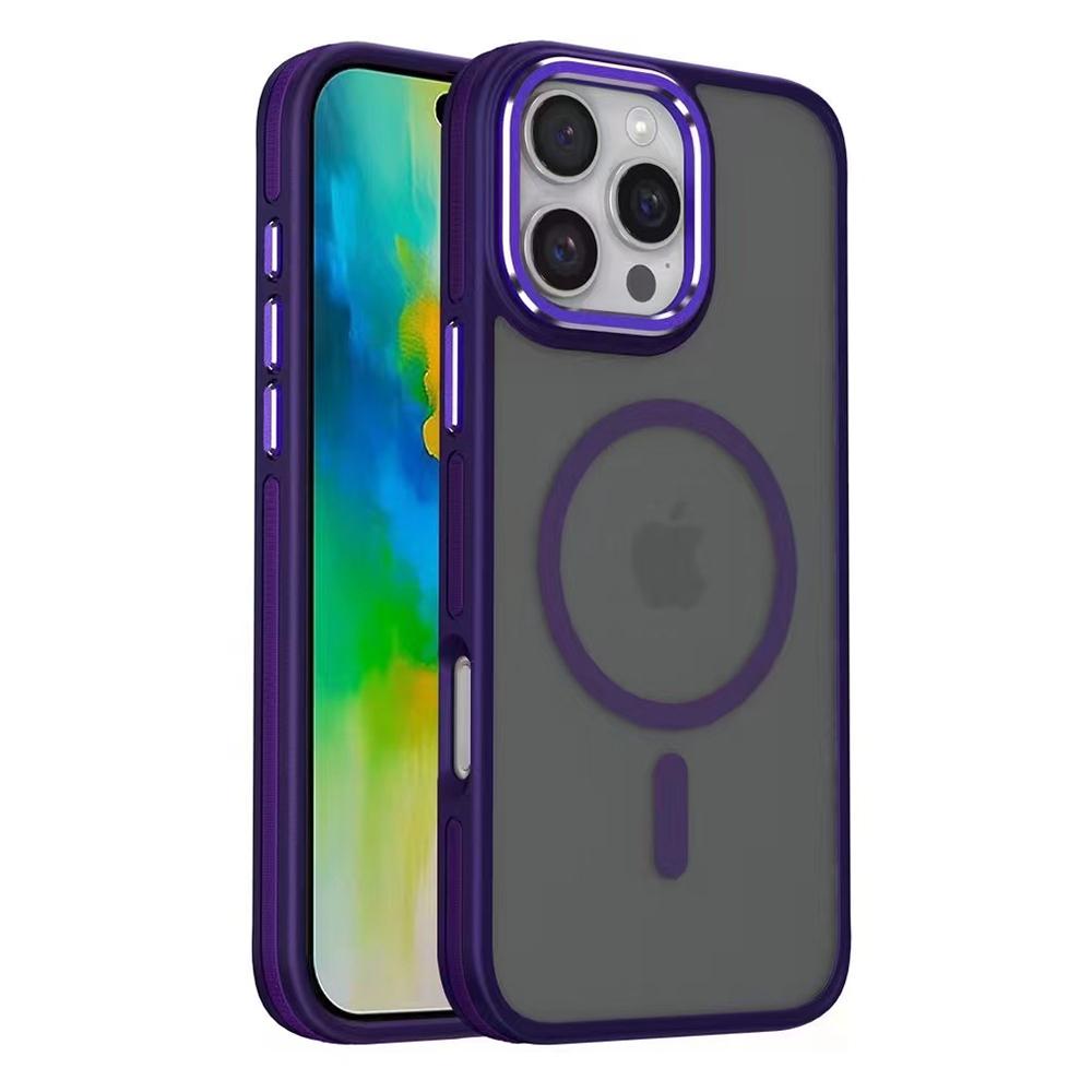 

For iPhone 16 Pro Case Colored Edge PC+TPU Phone Cover Compatible with MagSafe Purple