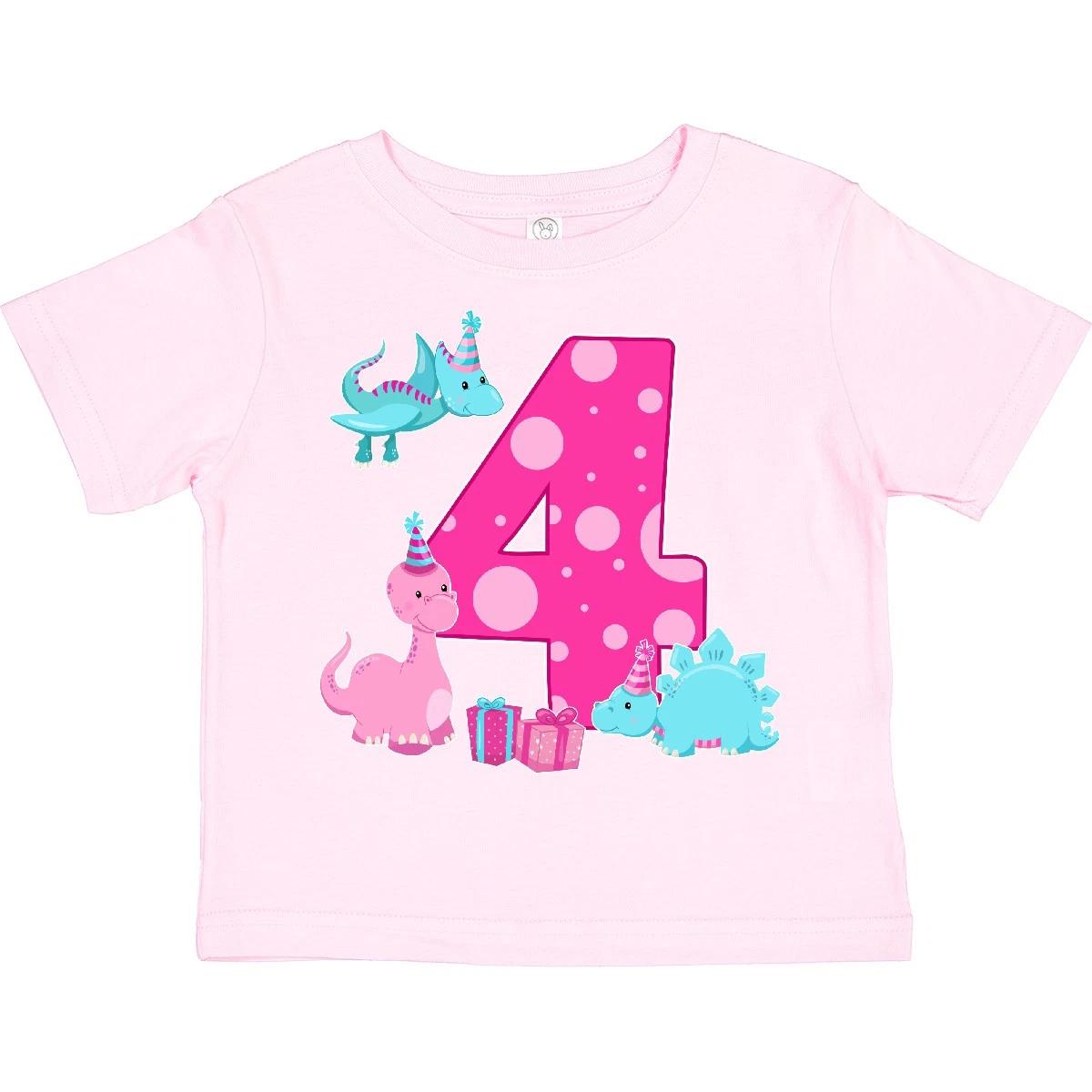 

Inktastic Dinosaur Party-Fourth Birthday Toddler kids boys T-Shirt Birthdays Fourth 4th 150