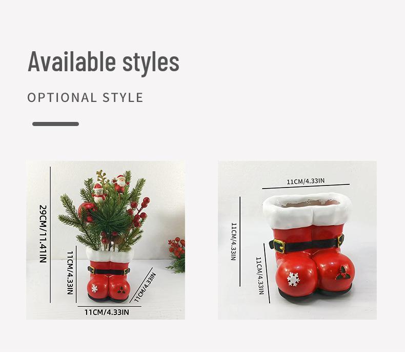 Креативна смоляна різдвяна взуттєва ваза-прикраса для святкових квіткових композицій