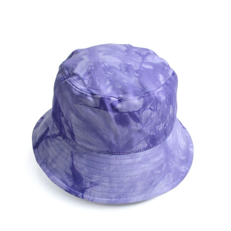 Fisherman s hat, summer short-brimmed bucket hat, outdoor travel tie-dye sun hat, women s spring and autumn sun hat фиолетовый