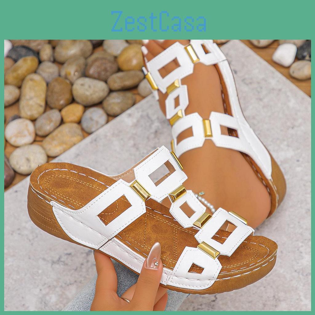 Platform Size Womens Slide Plus Sandals Hollow Buckle Wedge Slides Hband Beach Slippers For Women