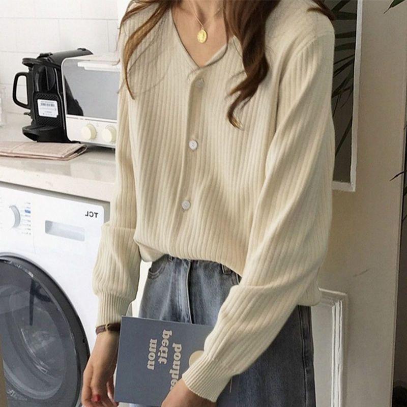 Pulover tricotat Femei Cardigan scurt Primăvara Toamnă Moda O-Gât cu mânecă lungă Tricot Topuri Doamne