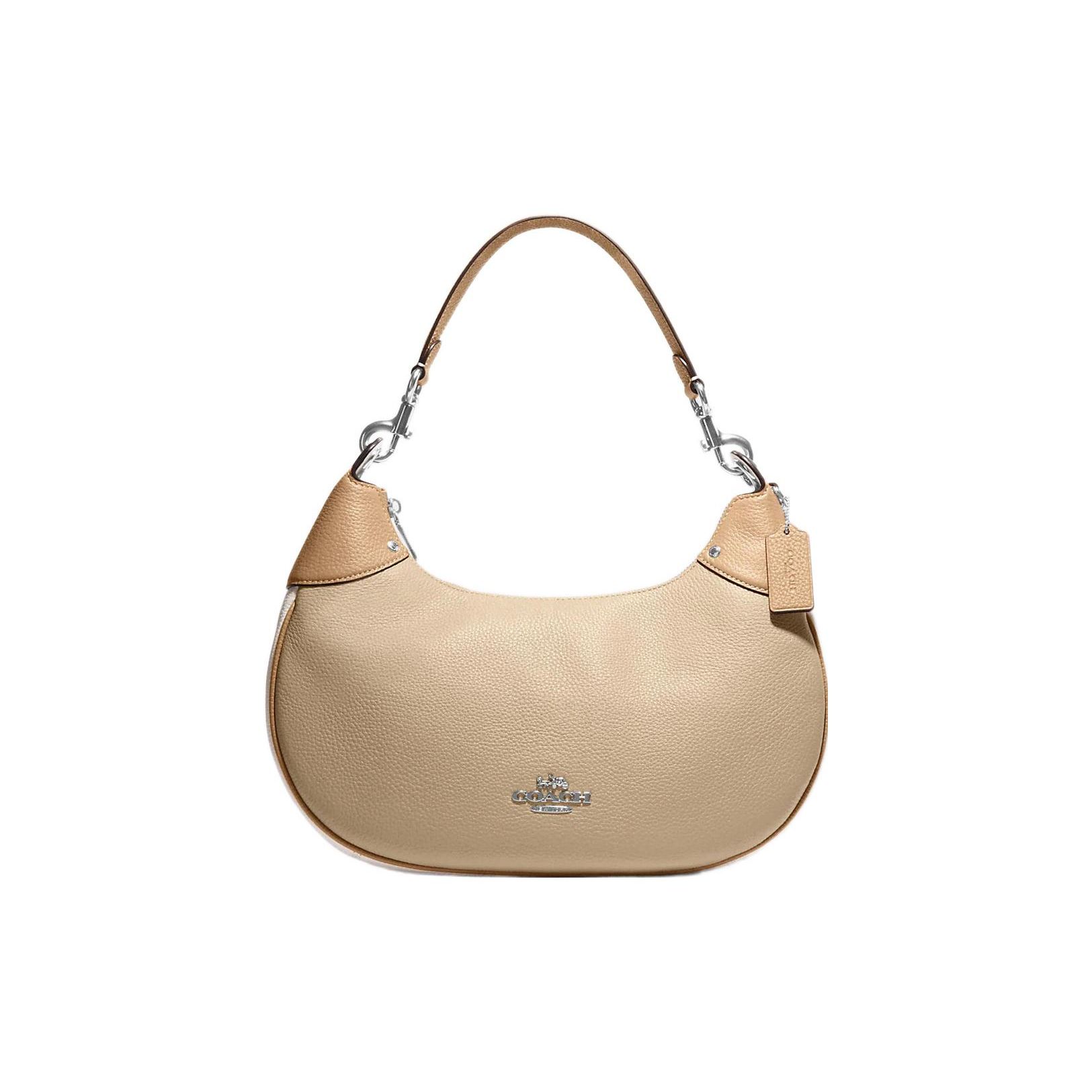 

Coach Mara 34 Solid Silver Logo Plaque Pebbled Leather Hobo Bag Women handbags Khaki CH508-SVVFQ Basic Set (Bag+Dust Bag)